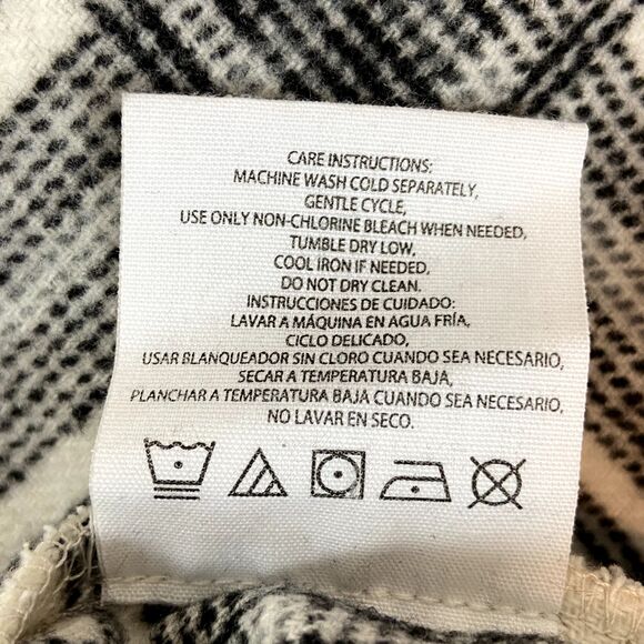 HFX Jacket Shacket Womens Medium White Black Plaid Snap Button Up Pockets Wool‎ - Picture 6 of 7